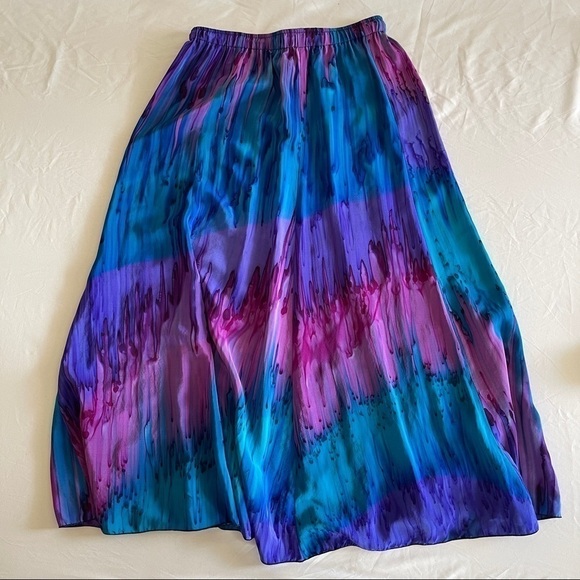 Vintage 80s Silk Blouse Skirt Set His & Hers Size Medium - Picture 4 of 11